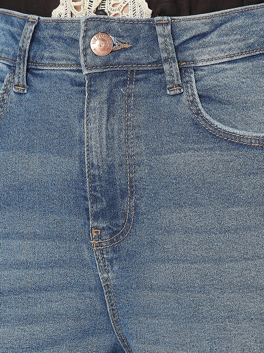 Blue Mid Rise Jade Straight Fit Jeans - Image 8