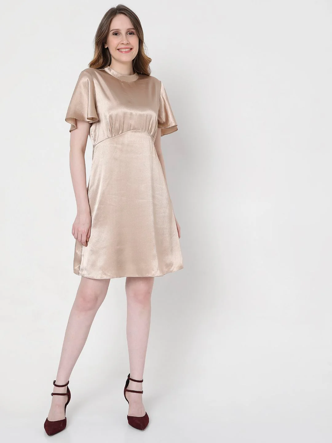 Beige Fit & Flare Dress - Image 5