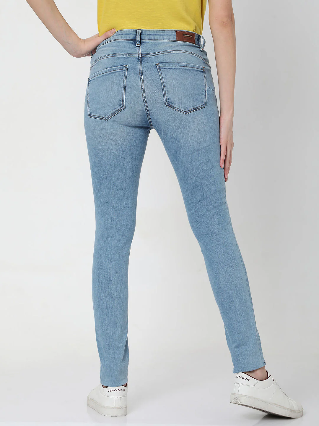 Light Blue Mid Rise Ripped Pushup Skinny Jeans - Image 3