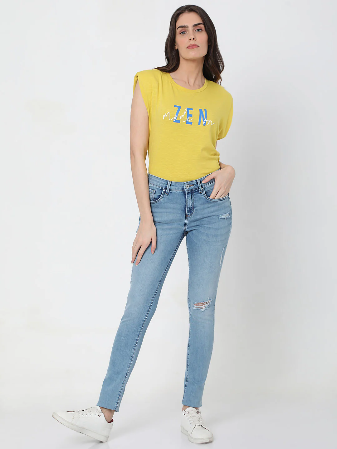 Light Blue Mid Rise Ripped Pushup Skinny Jeans - Image 5