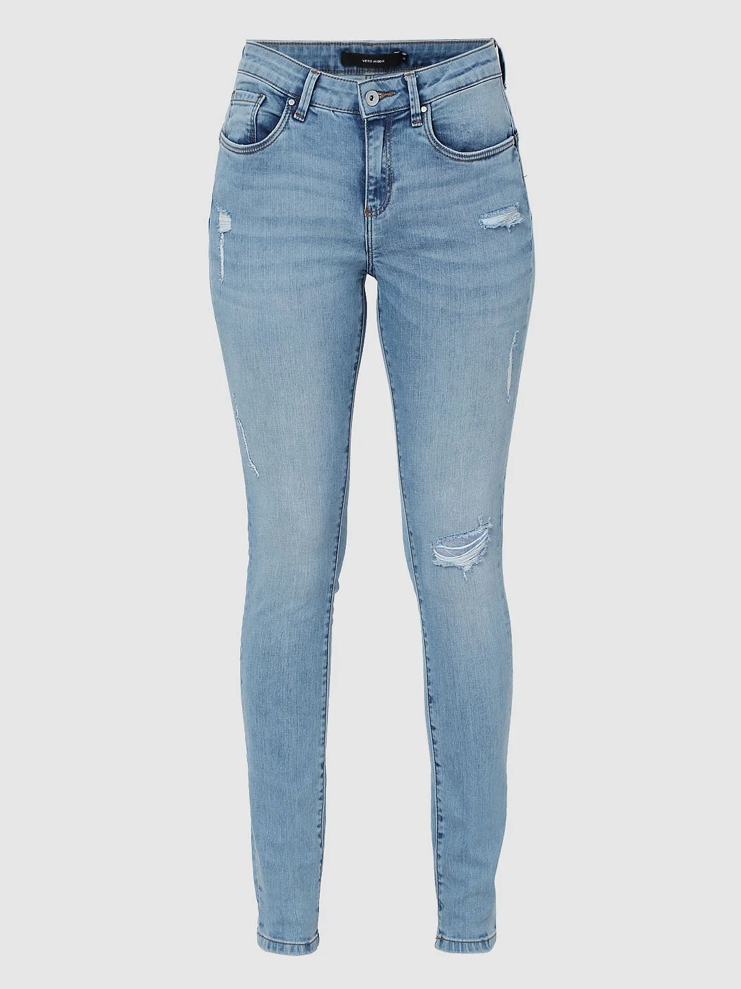 Light Blue Mid Rise Ripped Pushup Skinny Jeans - Image 6