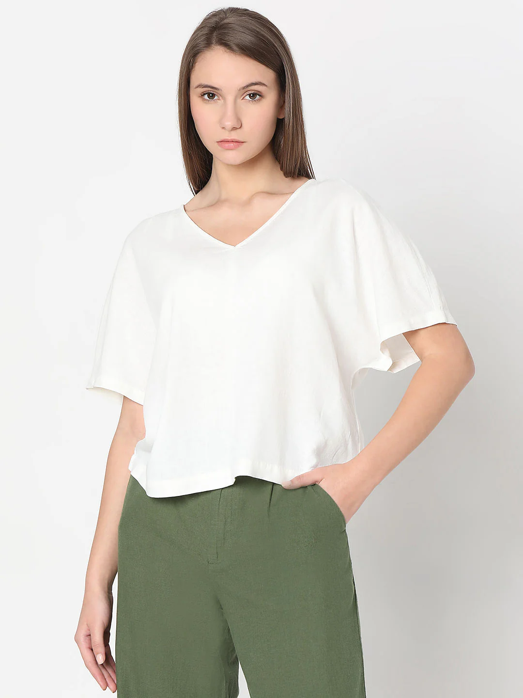 White V-Neck Top - Image 2