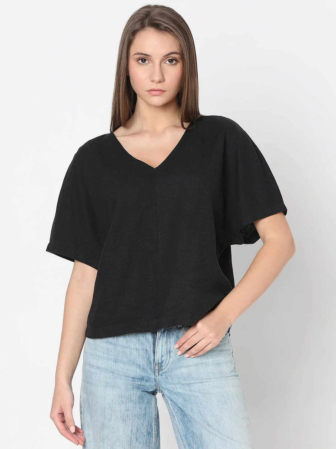Black V-Neck Top - Image 2