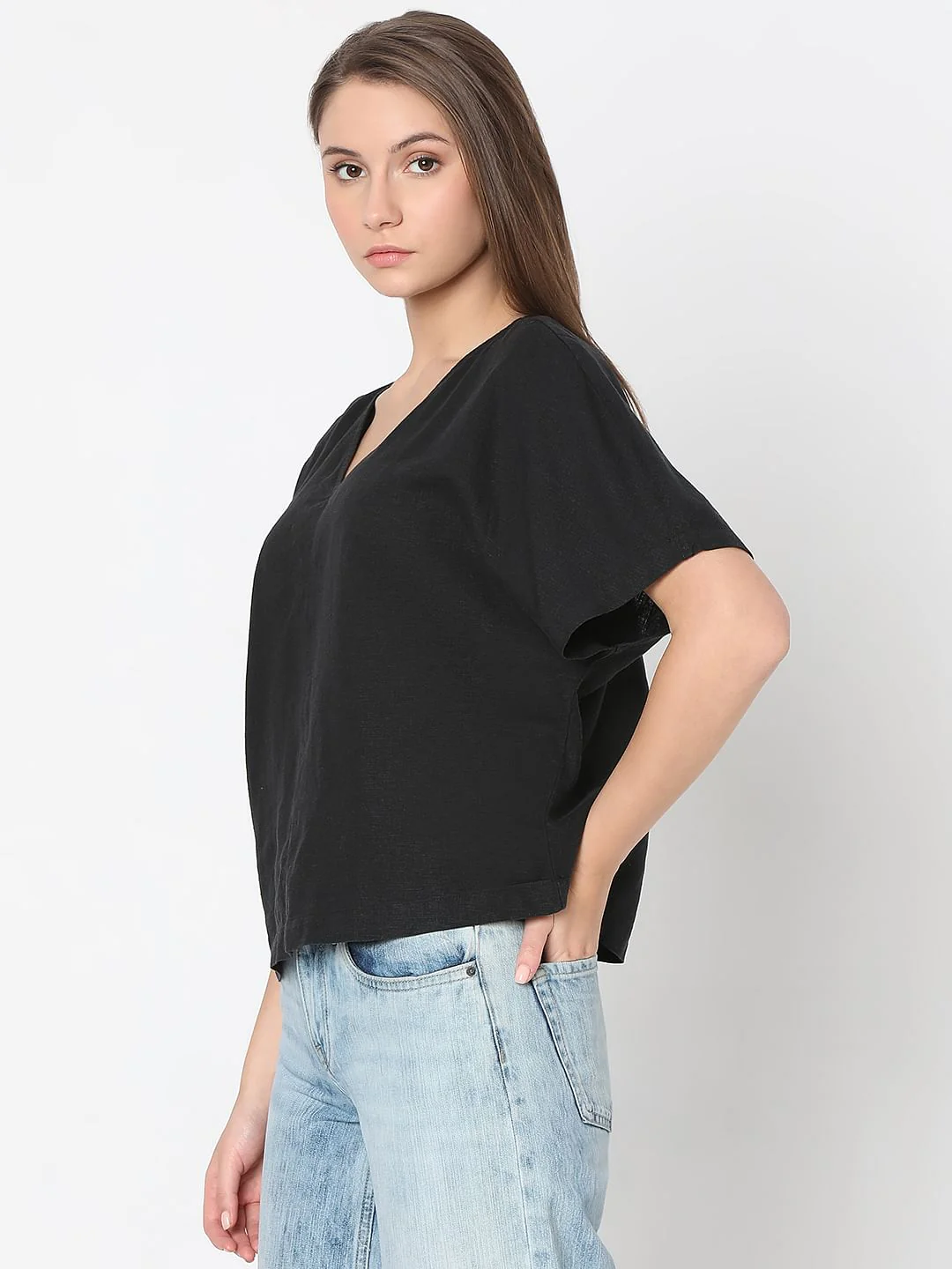 Black V-Neck Top - Image 3