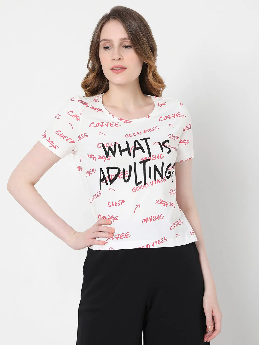 White Slogan Print T-Shirt - Image 2