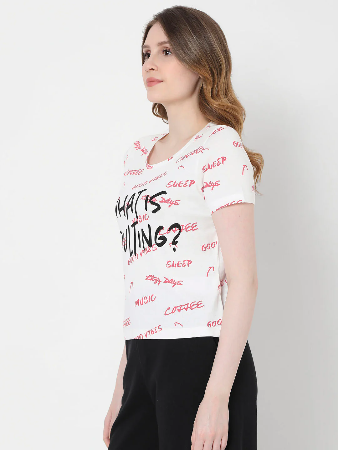 White Slogan Print T-Shirt - Image 3