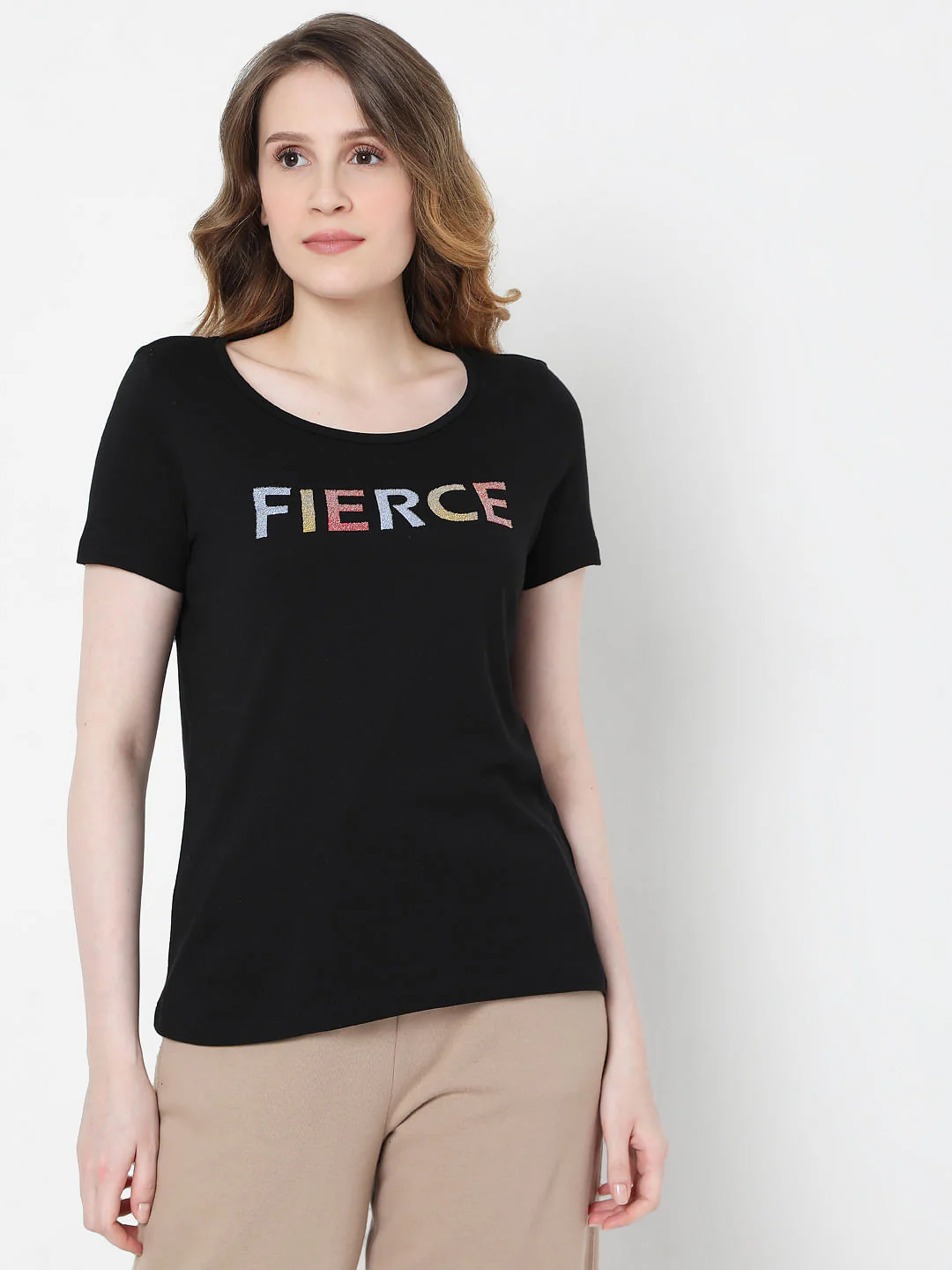 Black Text Print T-Shirt - Image 2
