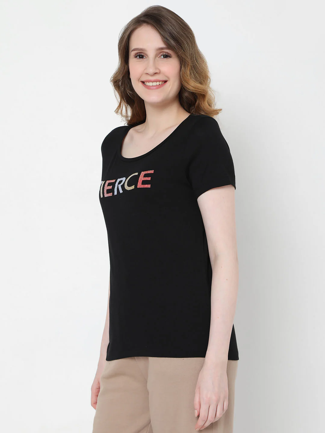 Black Text Print T-Shirt - Image 3