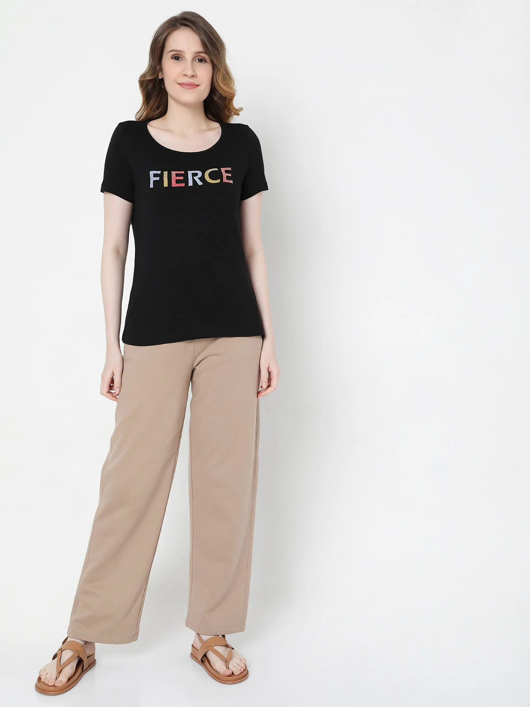 Black Text Print T-Shirt - Image 5