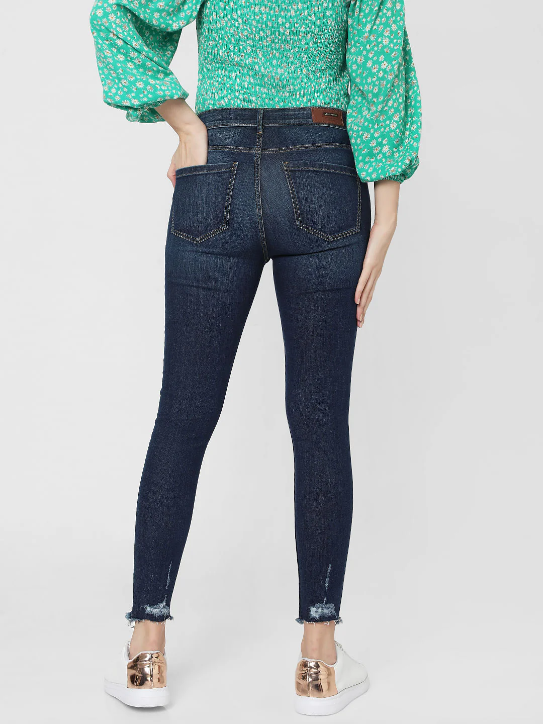 Blue Mid Rise Skinny Jeans - Image 4
