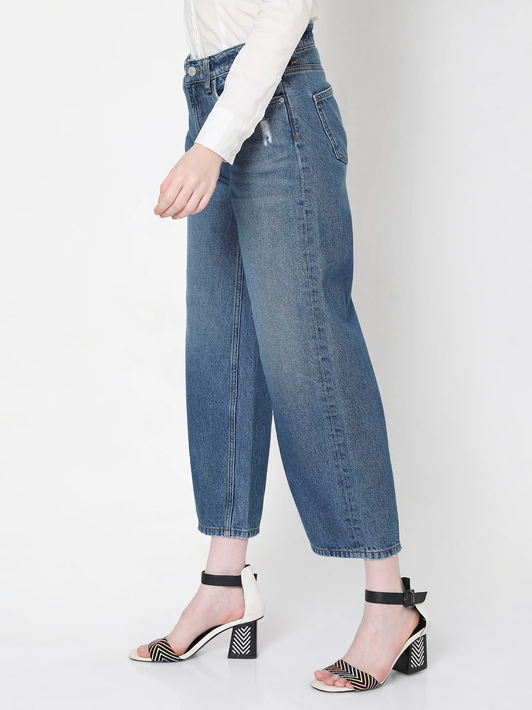 Blue High Rise Flared Jeans - Image 3