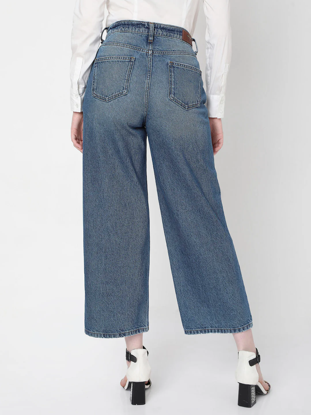 Blue High Rise Flared Jeans - Image 4