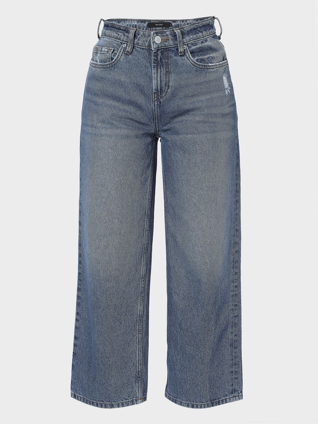 Blue High Rise Flared Jeans - Image 7