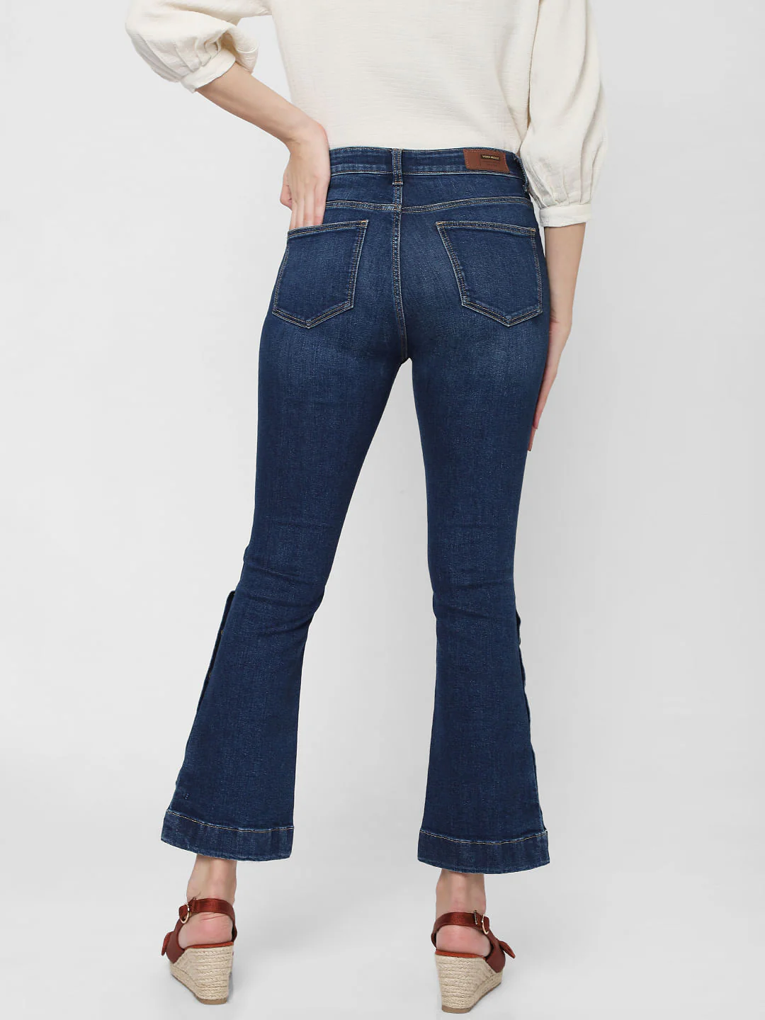 Blue Mid Rise Slit Ankle Bootcut Jeans - Image 4