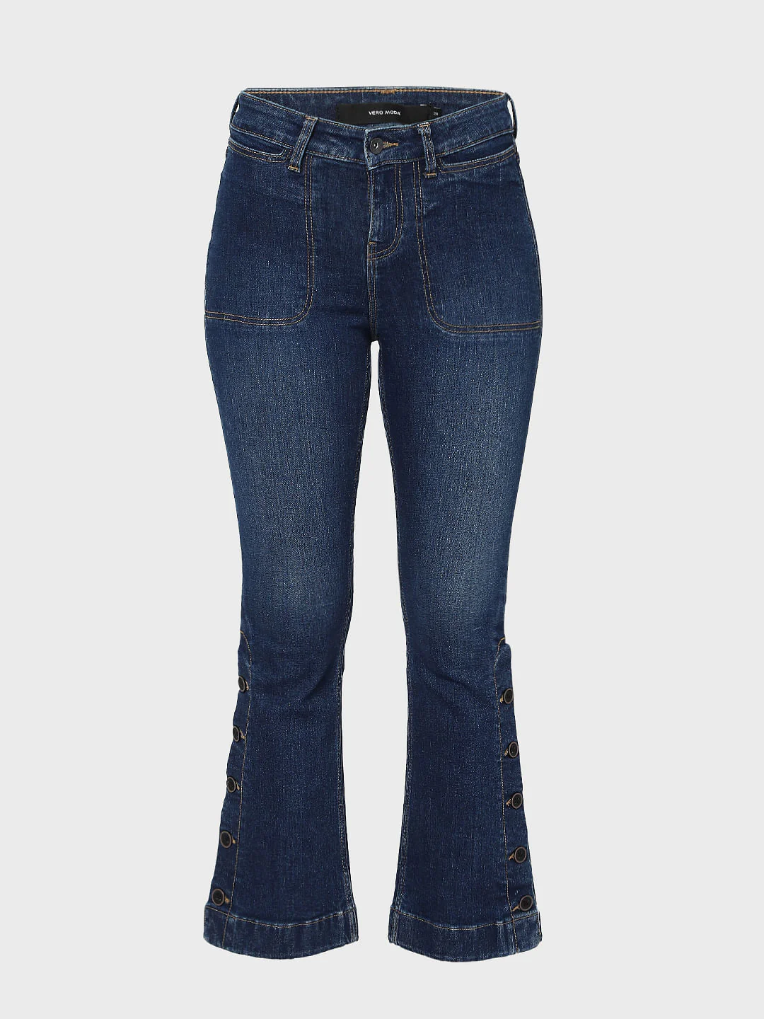 Blue Mid Rise Slit Ankle Bootcut Jeans - Image 8