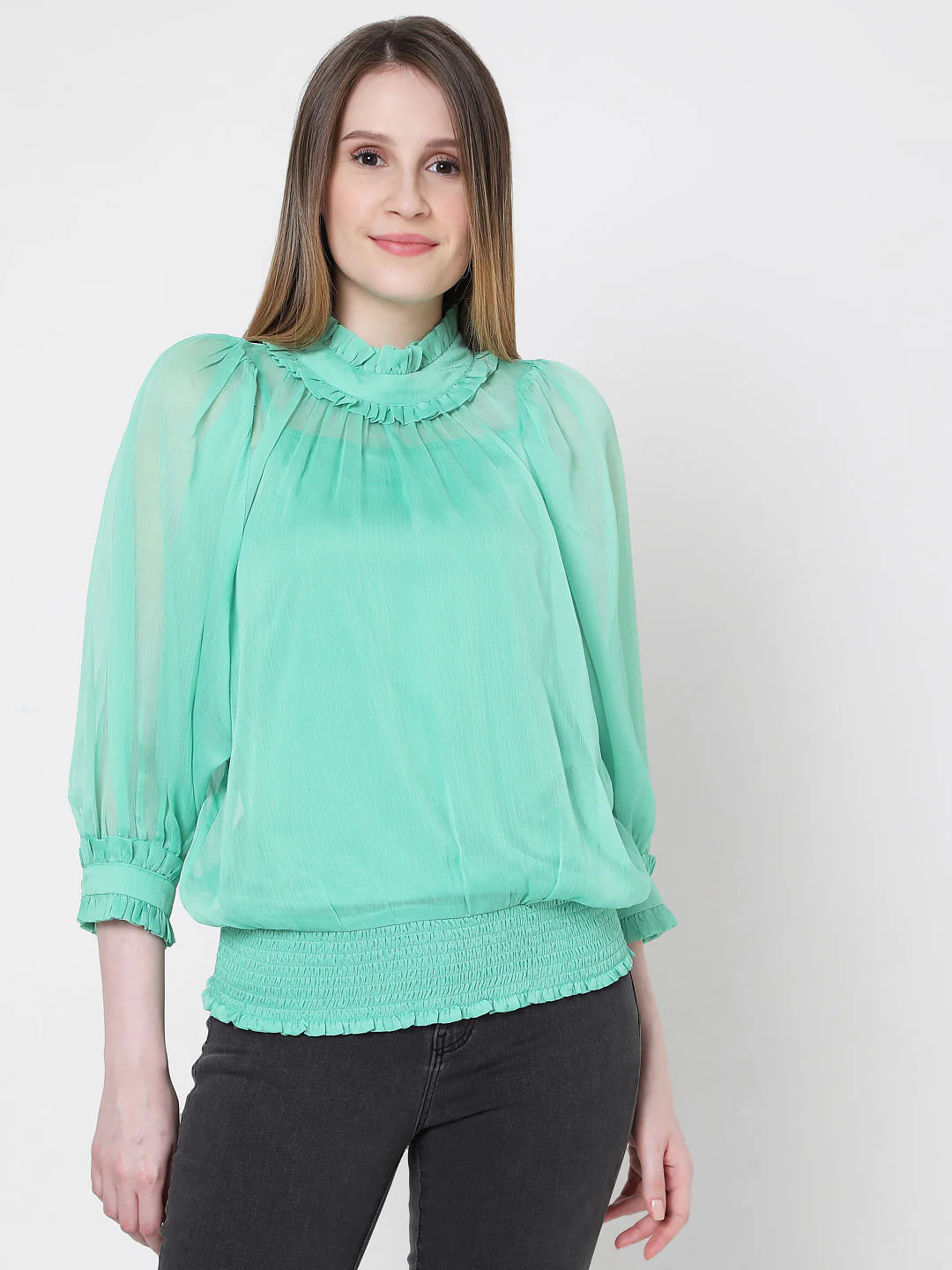 Green Ruffle Top - Image 2