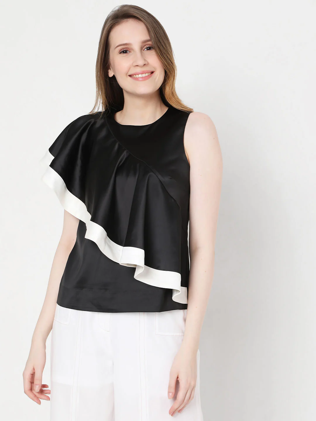 Black Ruffle Sleeves Top - Image 2