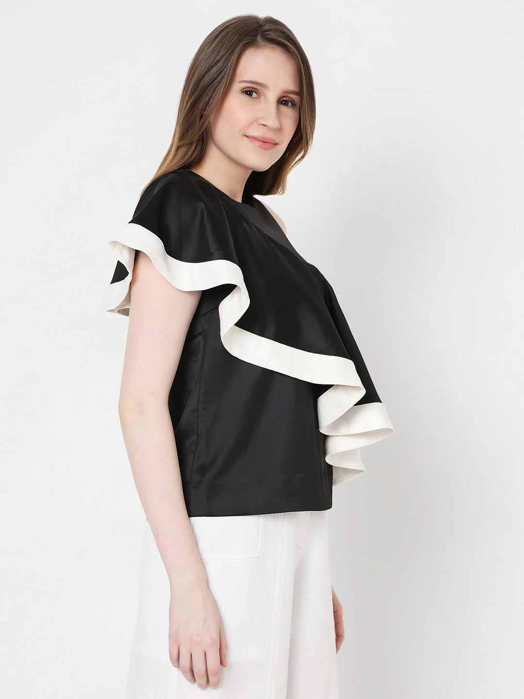 Black Ruffle Sleeves Top - Image 3