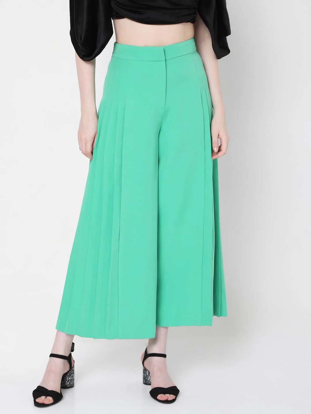 Green High Waist Flared Pants - Image 2