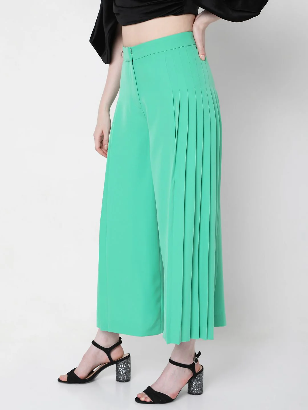 Green High Waist Flared Pants - Image 3