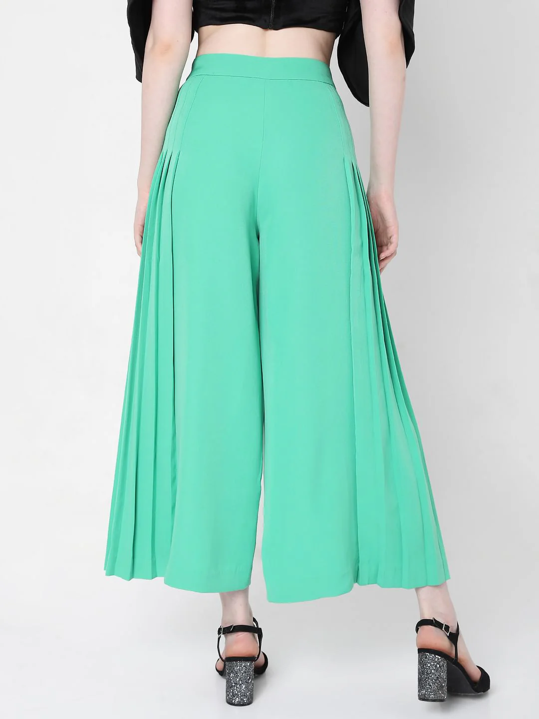 Green High Waist Flared Pants - Image 4