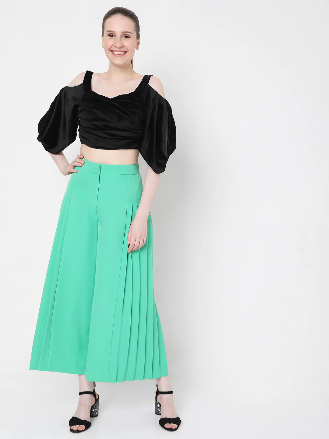 Green High Waist Flared Pants - Image 6