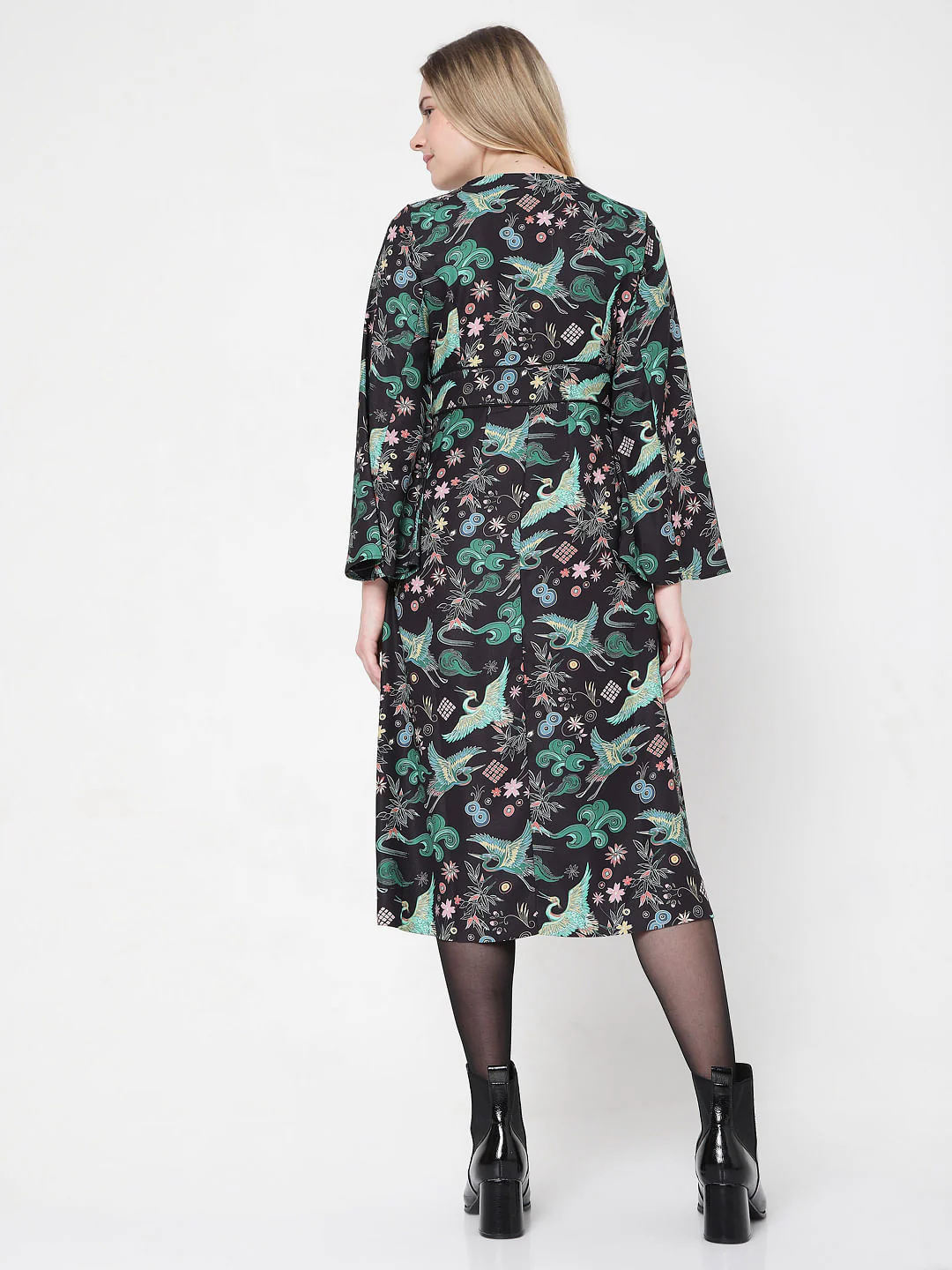 Black Printed Kimono Dress - Image 4