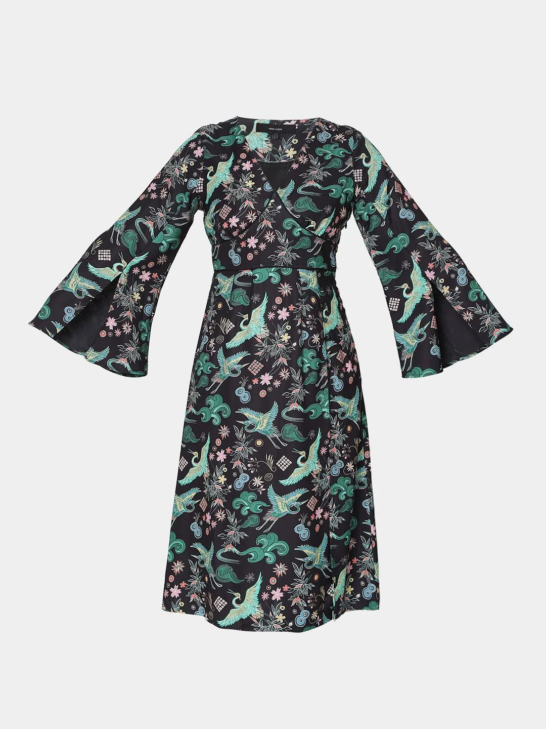 Black Printed Kimono Dress - Image 6