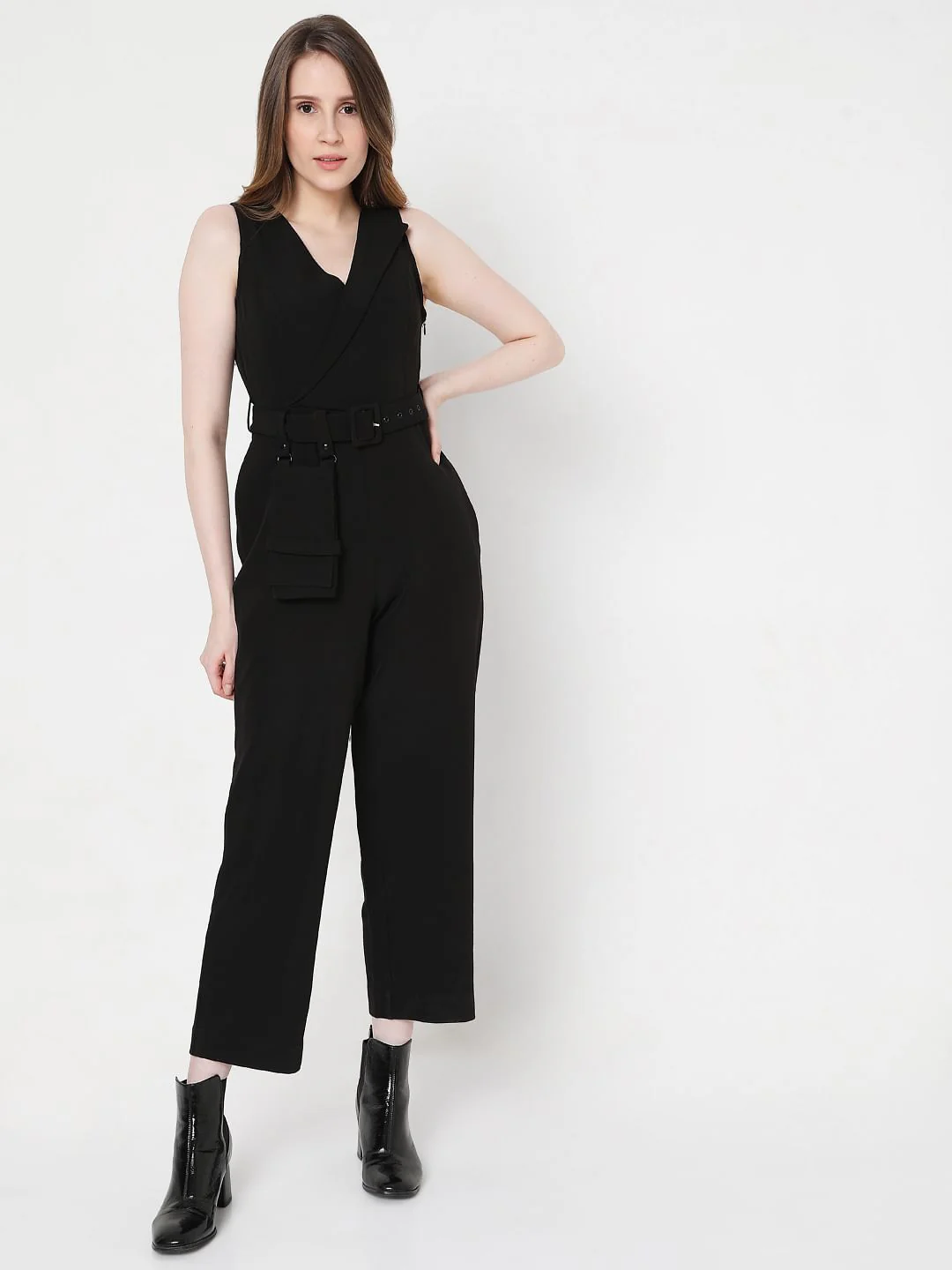 Black Belted Jumpsuit - Image 2