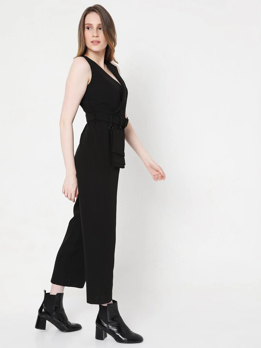 Black Belted Jumpsuit - Image 3