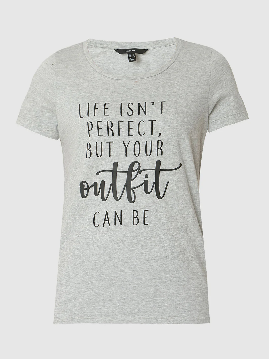 Grey Text Print T-Shirt - Image 7