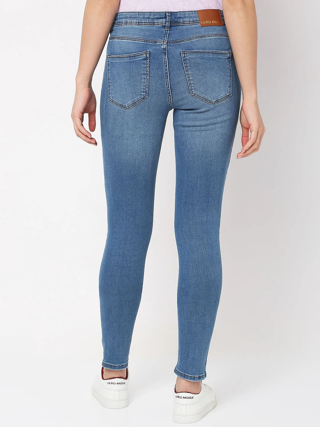 Blue Mid Rise Distressed Wendy Skinny Jeans - Image 3