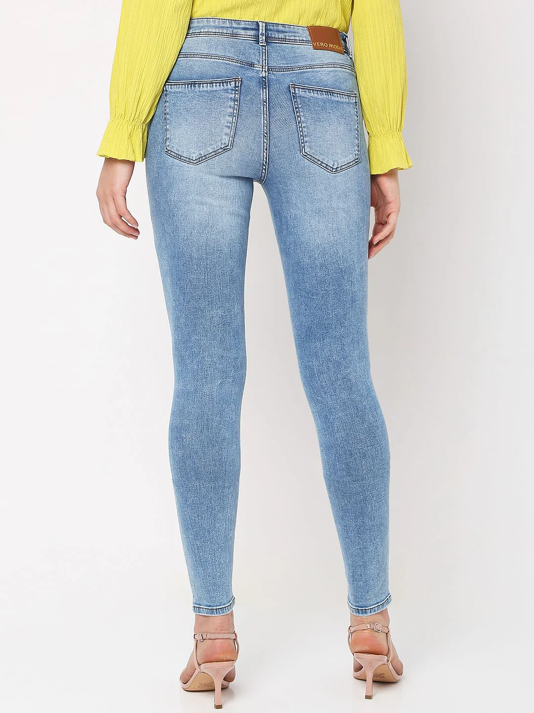 Light Blue Mid Rise Distressed Wendy Skinny Jeans - Image 3