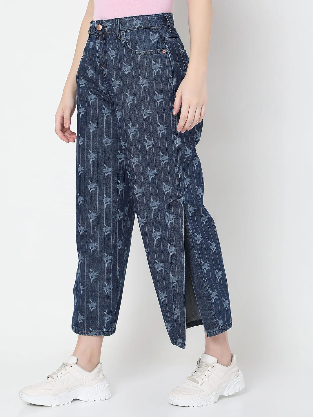 Blue Striped Zoey Wide-Leg Jeans - Image 3