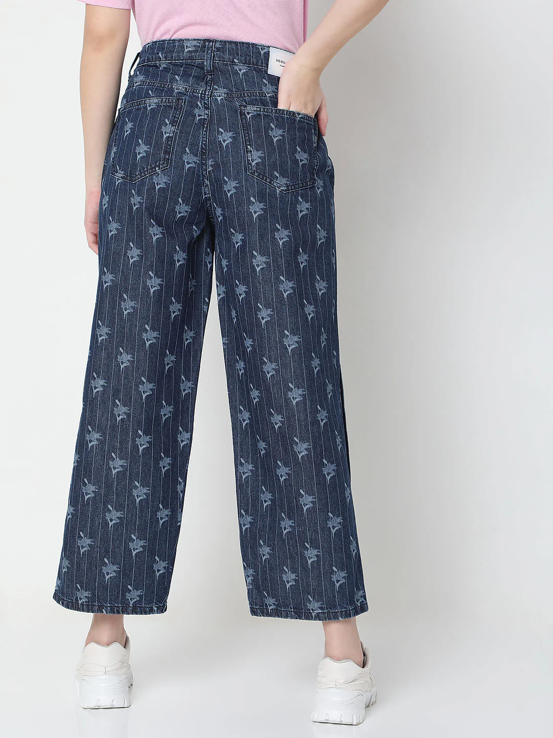 Blue Striped Zoey Wide-Leg Jeans - Image 4