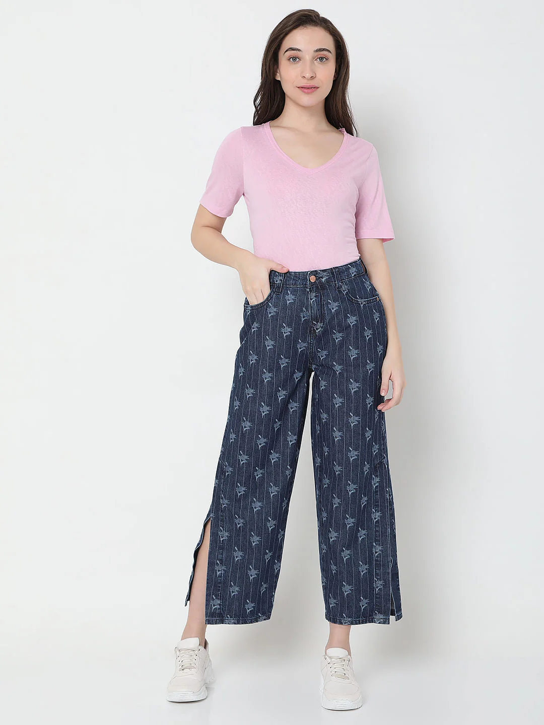 Blue Striped Zoey Wide-Leg Jeans - Image 6