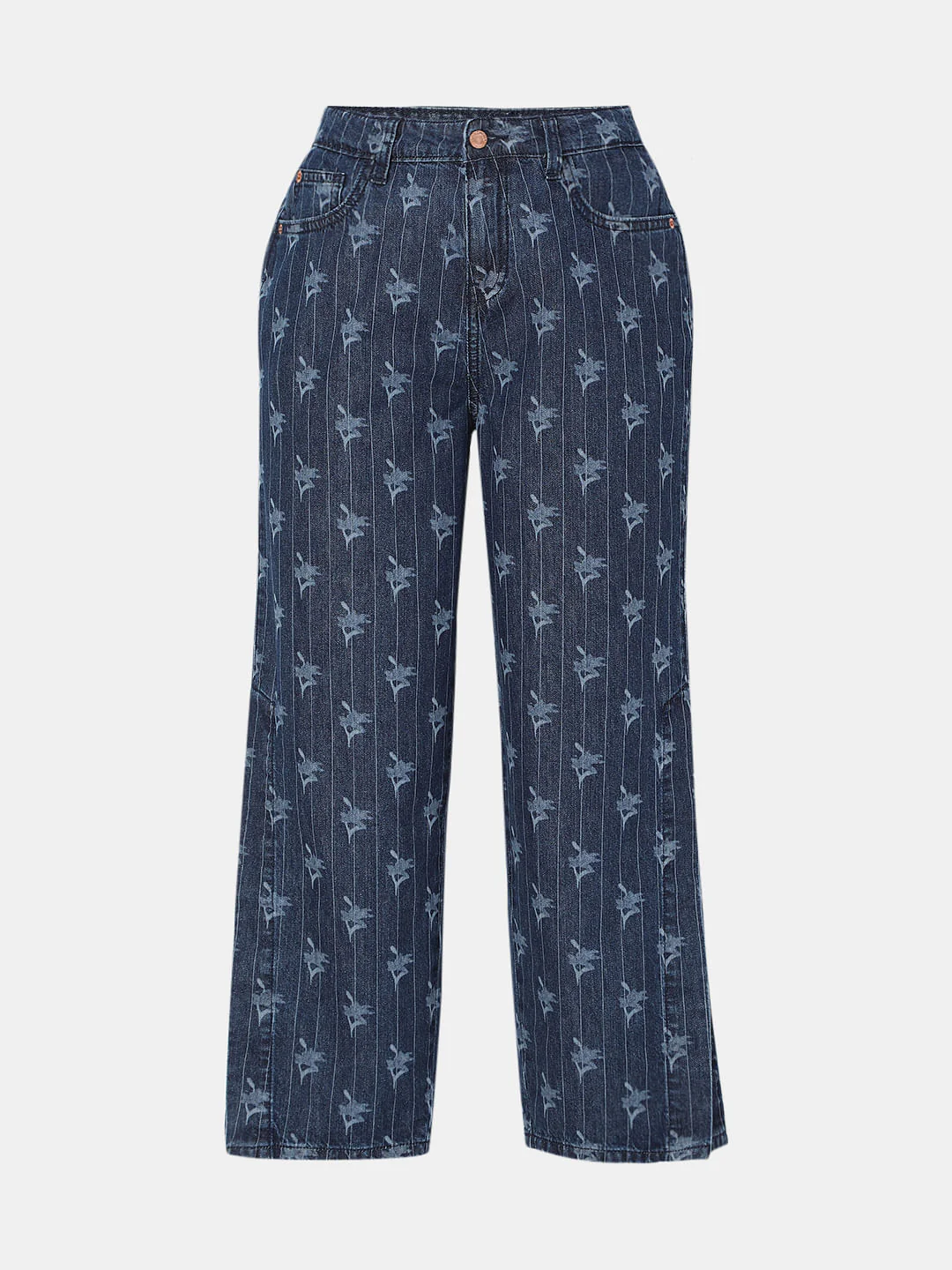 Blue Striped Zoey Wide-Leg Jeans - Image 7