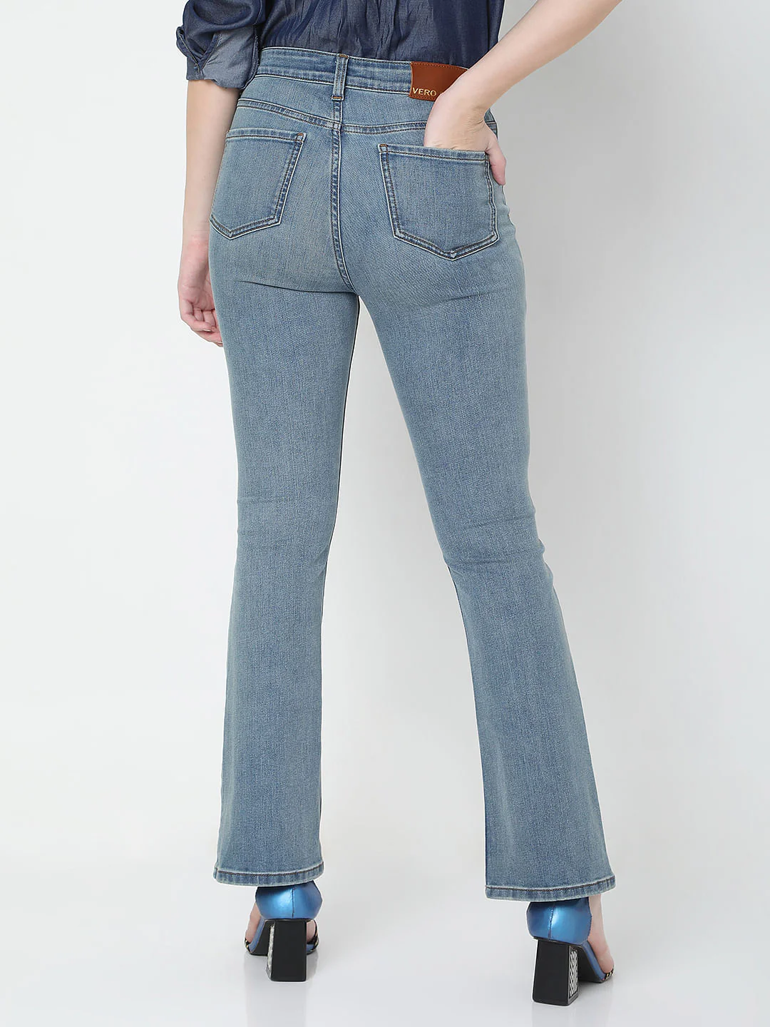 Blue High Rise Ripped Petra Bootcut Jeans - Image 4
