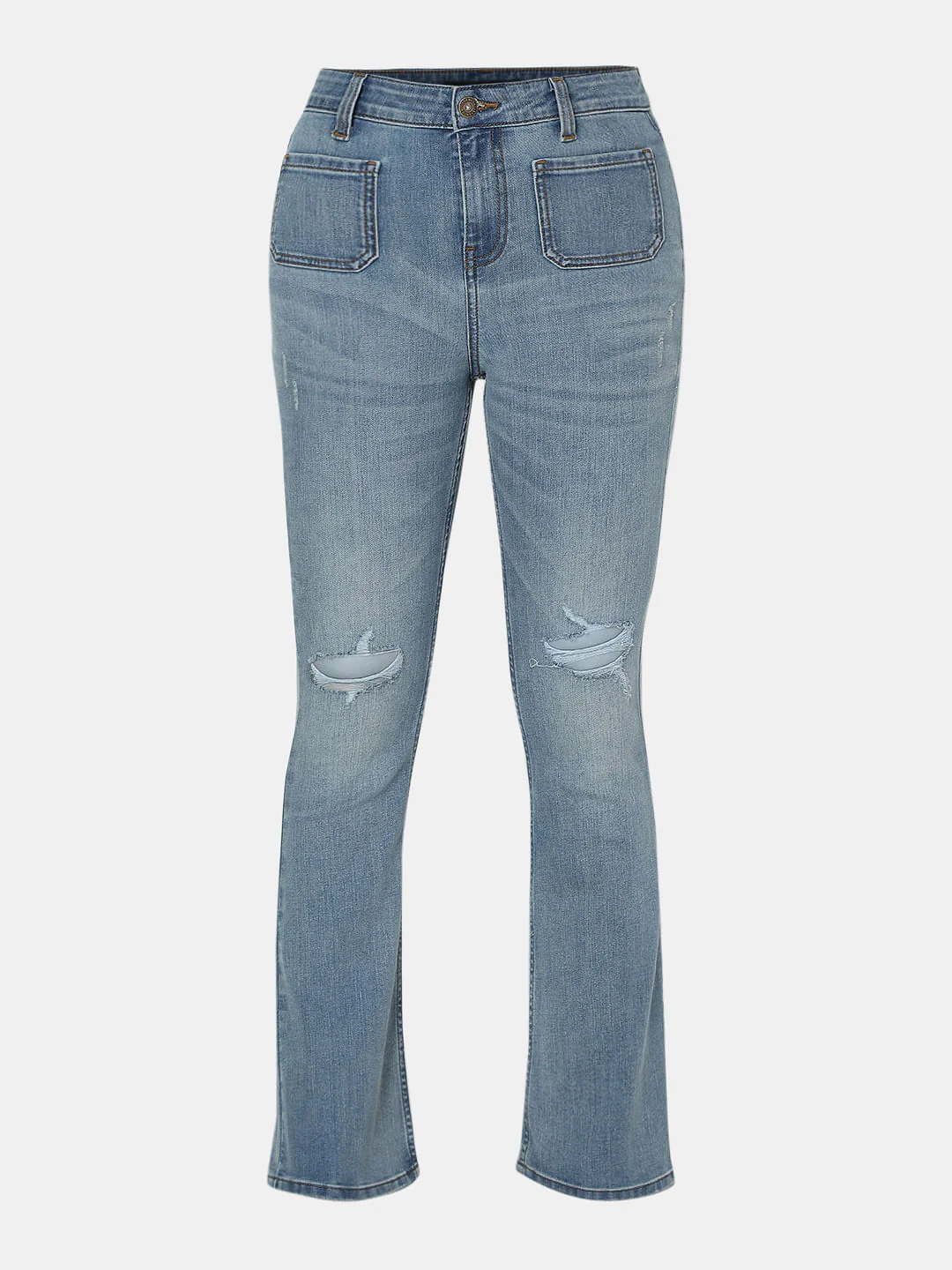 Blue High Rise Ripped Petra Bootcut Jeans - Image 7