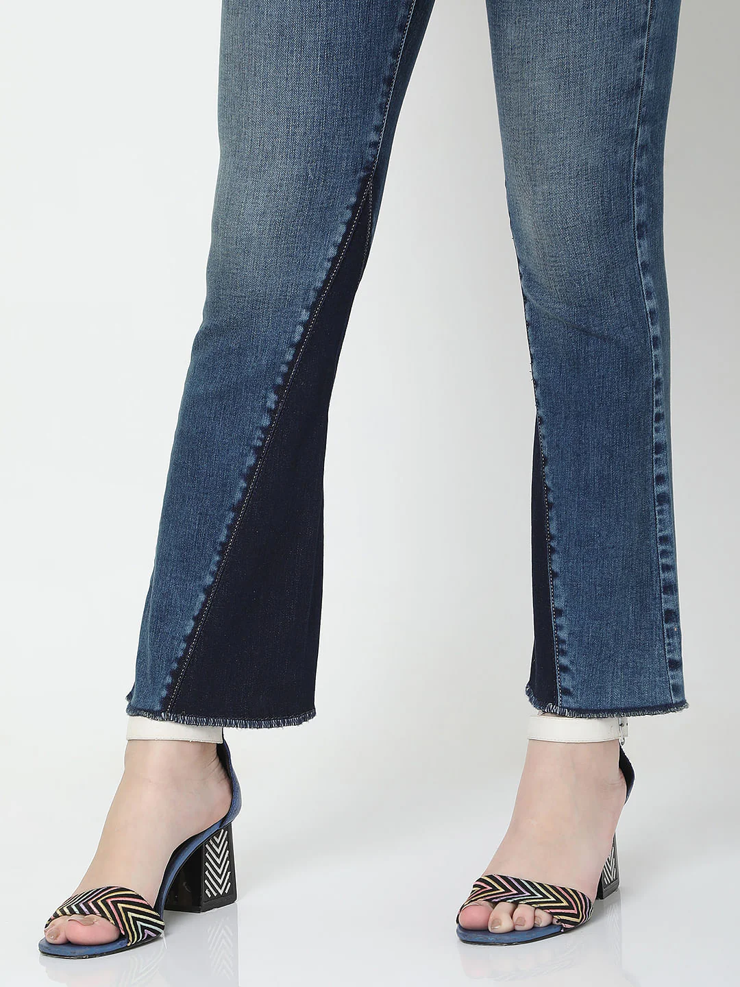 Blue High Rise Panel Detail Petra Bootcut Jeans - Image 5