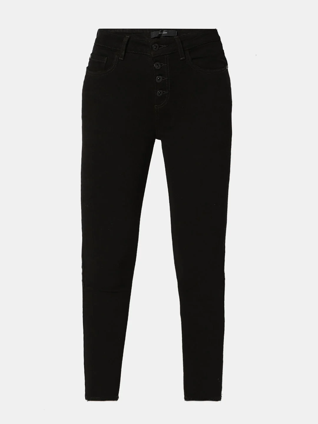 Black High Rise Buttoned Wendy Skinny Jeans - Image 7