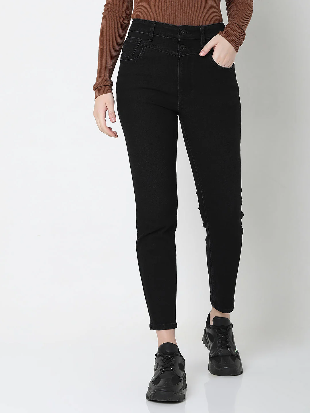 Black High Rise Wendy Skinny Fit Jeans - Image 2