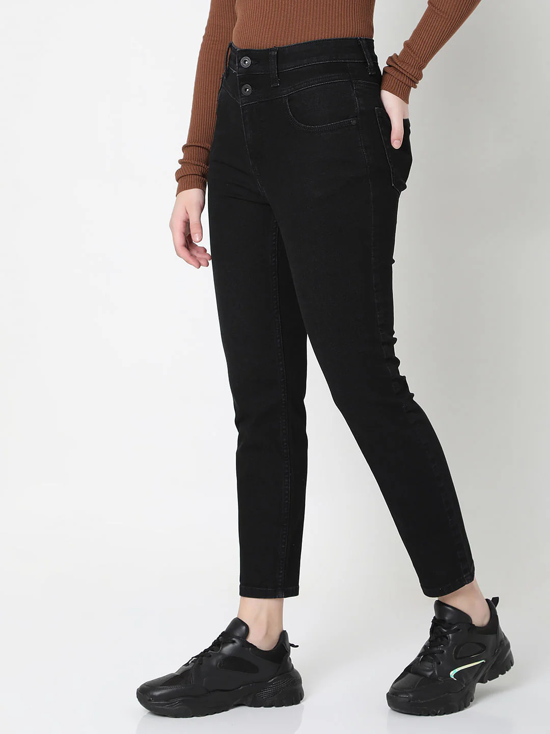 Black High Rise Wendy Skinny Fit Jeans - Image 3