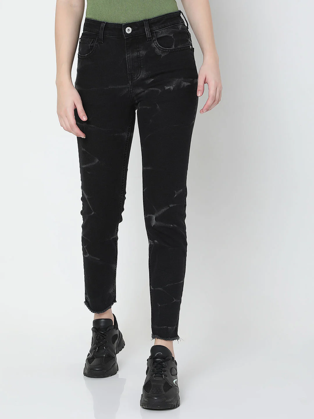 Black Self-Print Jade Straight Fit Jeans - Image 2