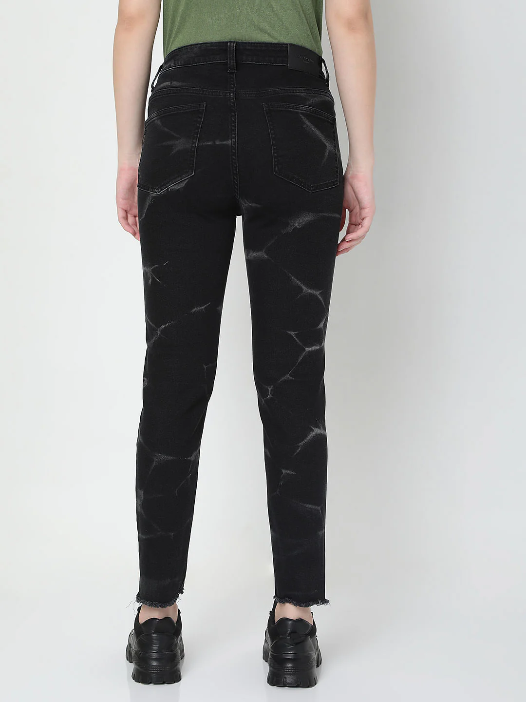 Black Self-Print Jade Straight Fit Jeans - Image 4