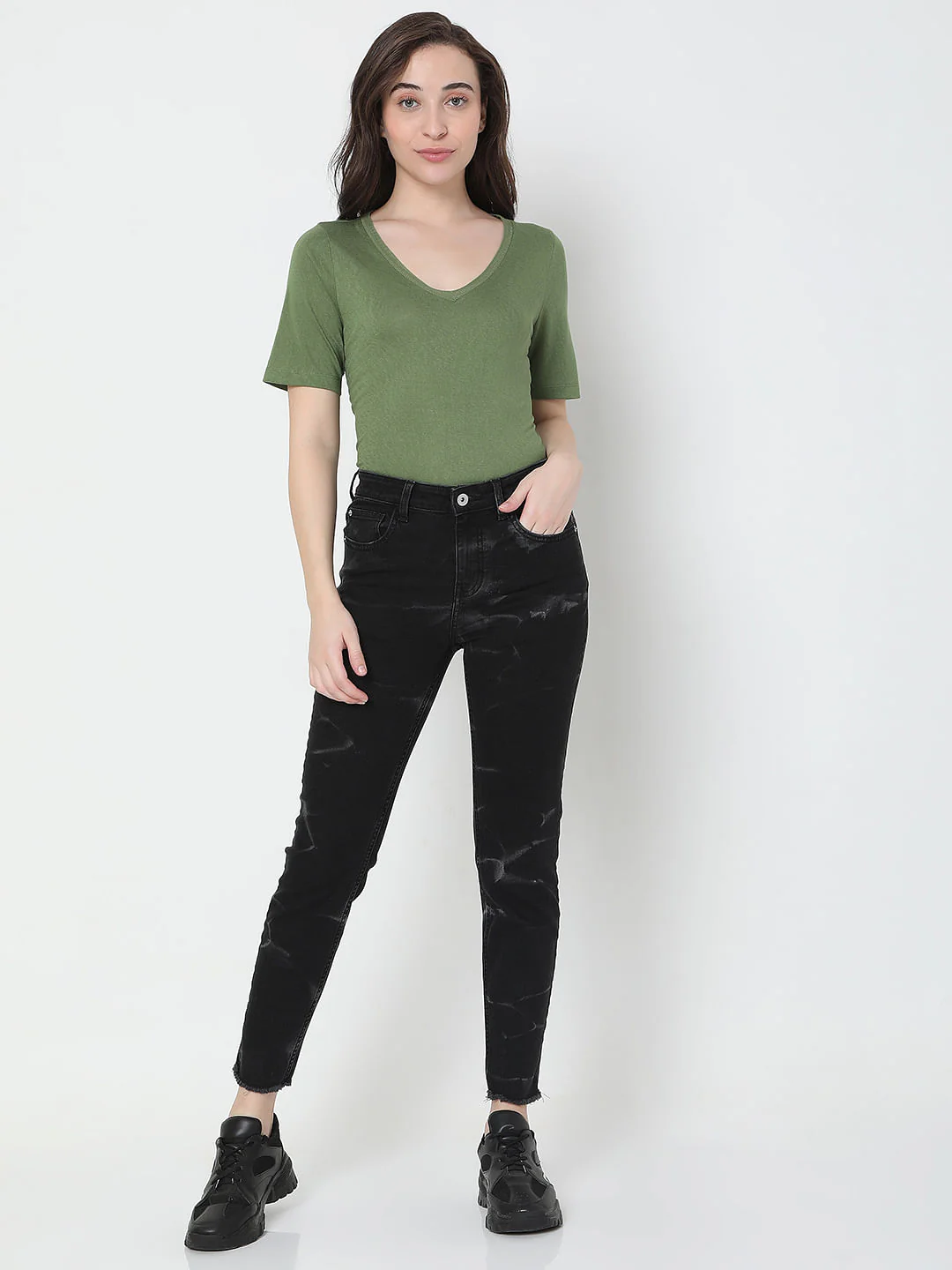 Black Self-Print Jade Straight Fit Jeans - Image 6