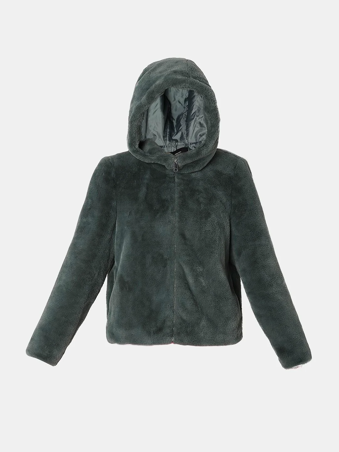 Green Faux Fur Hooded Jacket - Image 7