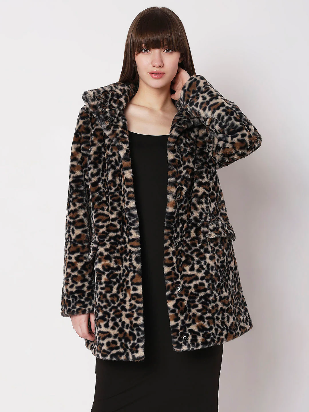 Brown Animal Print Faux Fur Coat - Image 2