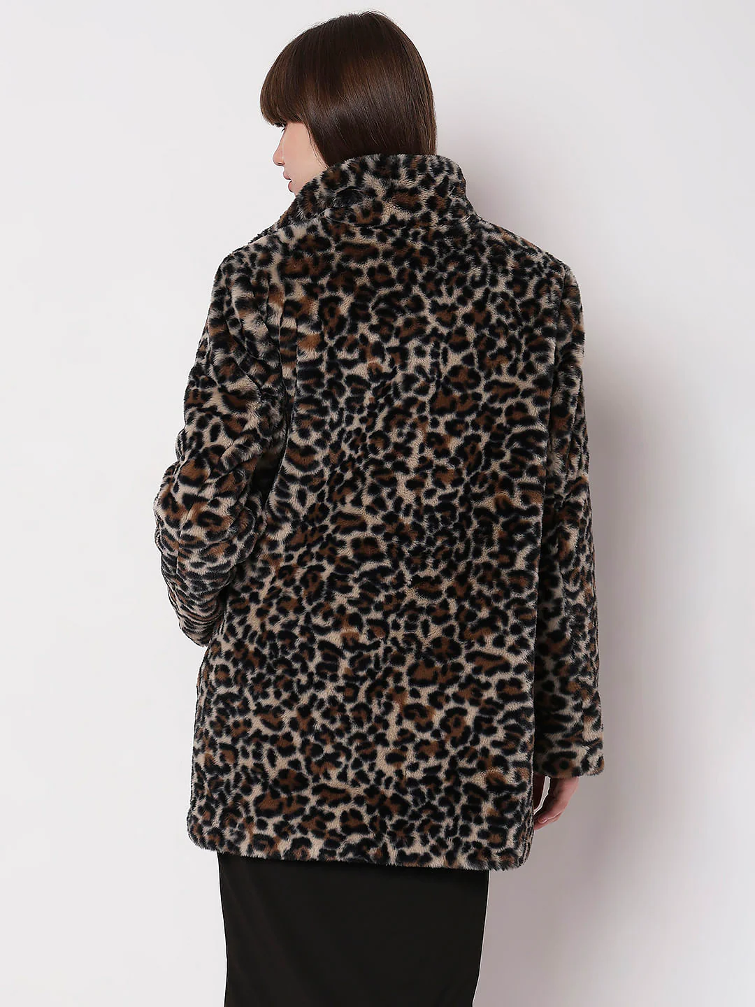 Brown Animal Print Faux Fur Coat - Image 4