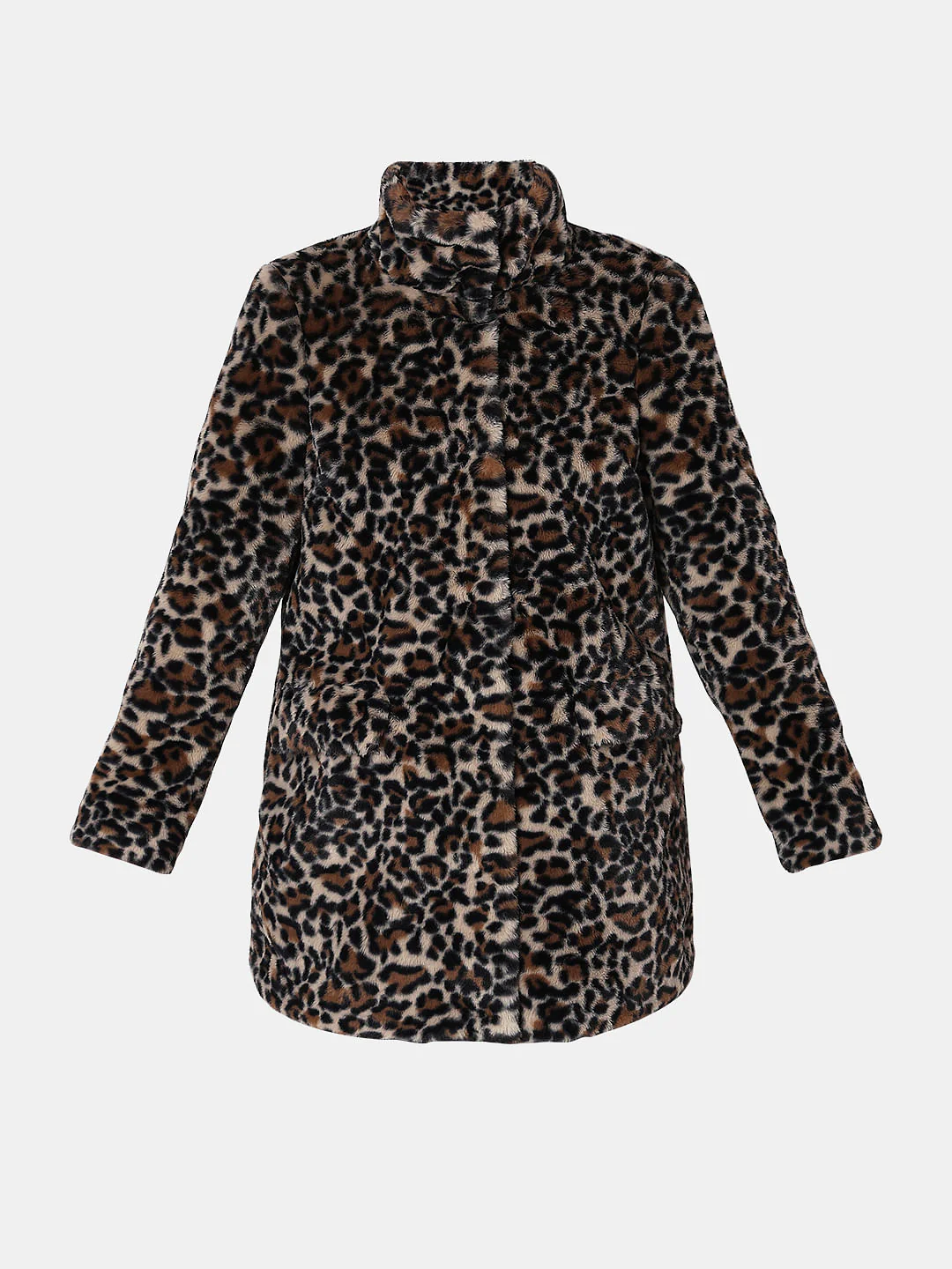 Brown Animal Print Faux Fur Coat - Image 7